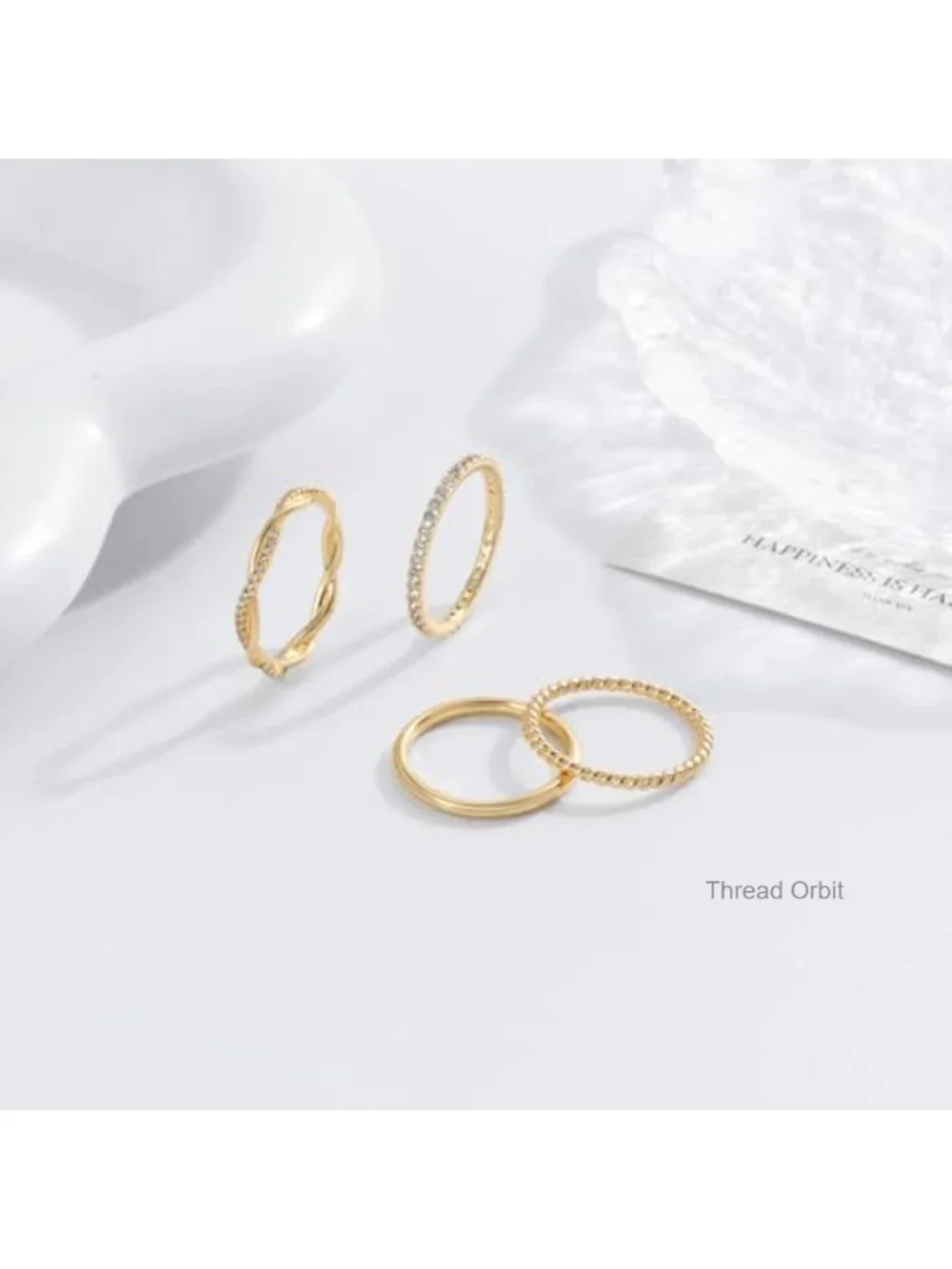 Gold Stackable Rings for Women Non Tarnish, 14K Gold Plated Stacking Thin Ring